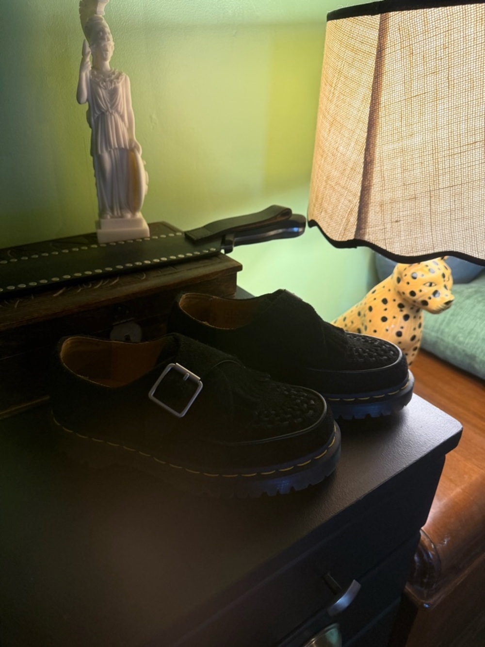 Dr. Martens Black Leather Woven Monk Strap Loafers